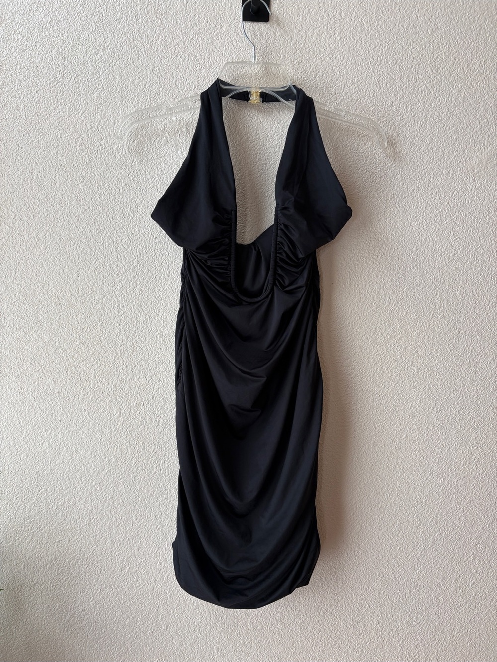 Oh Polly Black Plunge Halter Bodycon Mini Dress - Picture 9 of 11